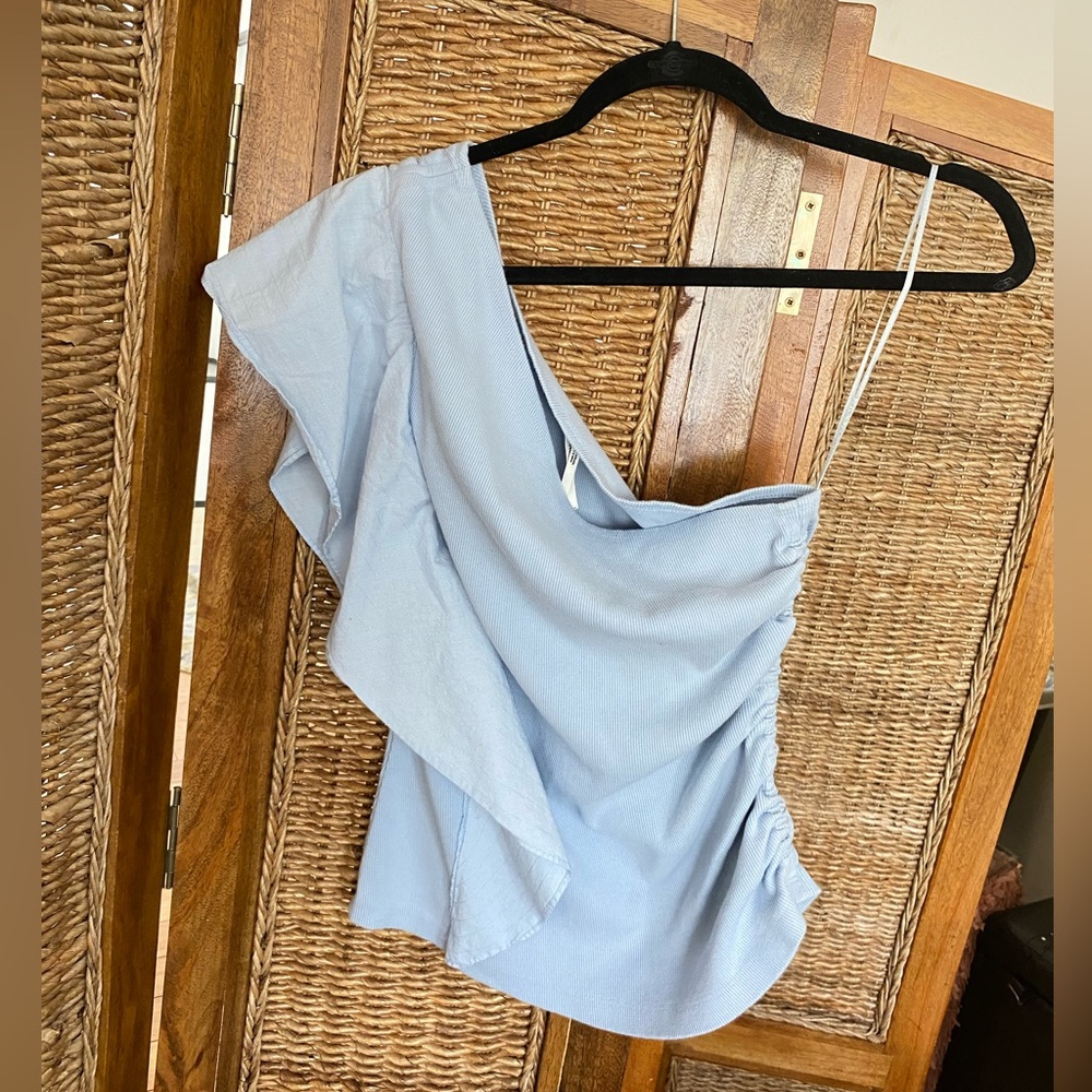 One Shoulder Anthro Ribbed top